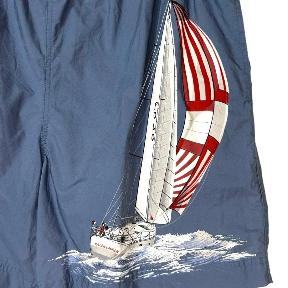 Vintage Polo Sport Ralph Lauren Sailboat‎ Swim Trunks Shorts - Men’s size Large